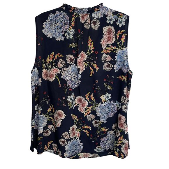 Daniel Rainn 100% Silk Navy Floral Top Womens Size 1X Tasseled Boho Tank - Picture 5 of 10